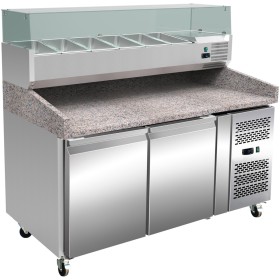 Equipement professionnel cuisine - %category_name% : Table à pizza 3 portes  + VITRINETTE 6 x GN 1/4- PAIEMENT 4X