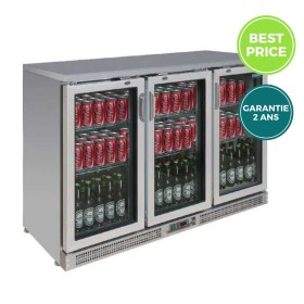 Arrière-bar réfrigéré POLAR - 3 portes vitrées battantes - INOX - 335 litres - Garantie 2 ans - Classe N