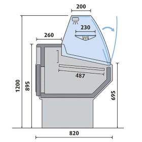 Vitrine réfrigérée vitre bombée avec réserve -1500mm