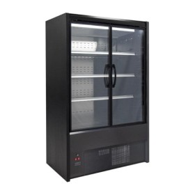 Vitrine libre-service réfrigérée noire avec portes battantes 1200mm