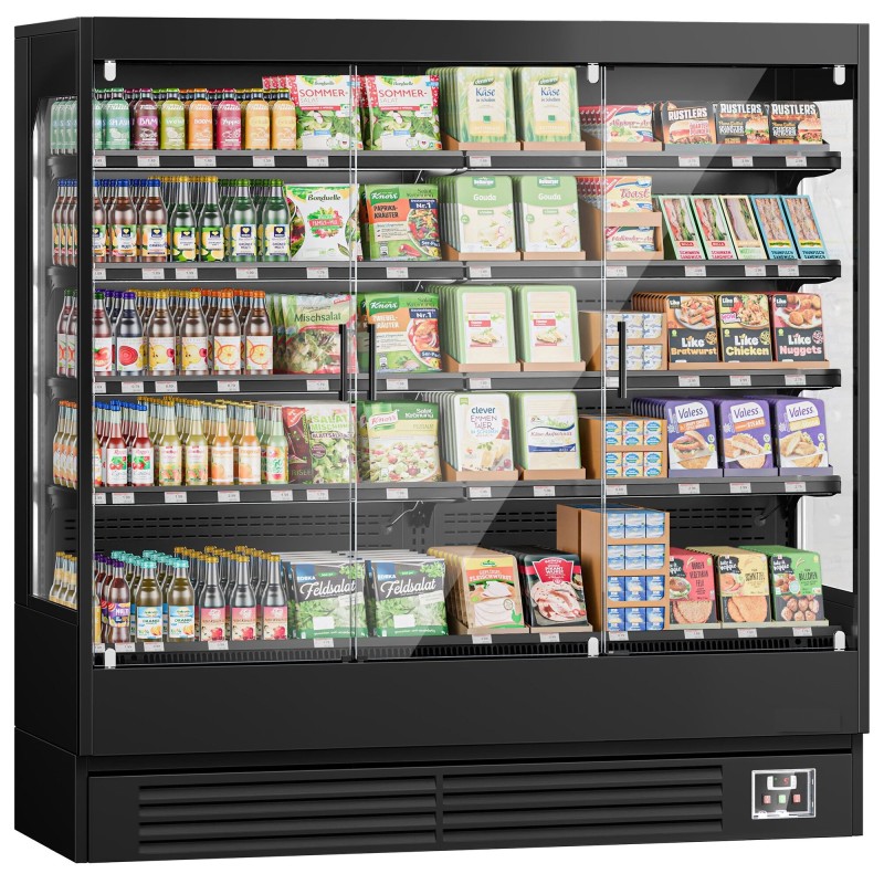 Equipement professionnel cuisine - %category_name% : Vitrine réfrigérée libre service noir 1500mm Equipement professionnel cuisine - %category_name% : Vitrine réfrigérée libre service noir 1500mm