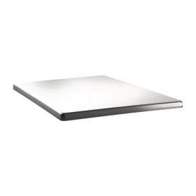 Table de restaurant Blanc Ø70- base ultra plat brossé avec plateau carré