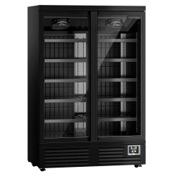 Vitrine libre-service réfrigérée noire avec portes battantes 991litres