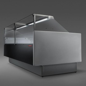 Vitrine réfrigérée positive - Noir - 2960 x 1175 x 1243 mm- Boucherie- avec Plexiglass