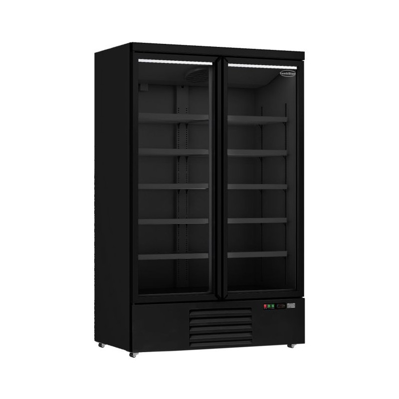 Equipement professionnel cuisine - Vitrine à boissons 2 portes vitrée noire 630L- GASTROMASTRO