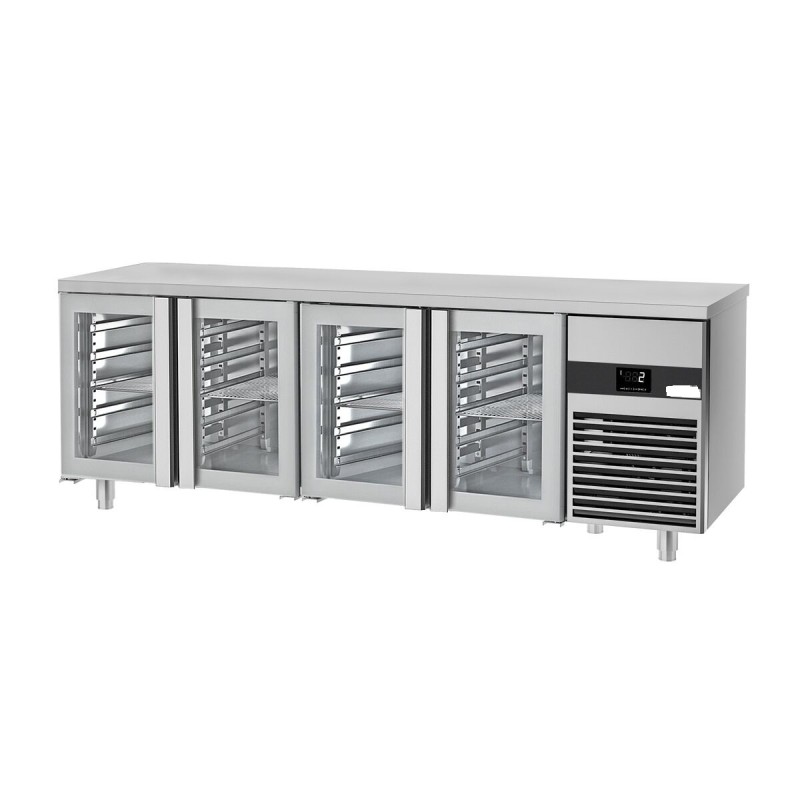 Equipement professionnel cuisine - Arrière-bar réfrigéré - 2 portes battantes - INOX - 325 litres - Classe N