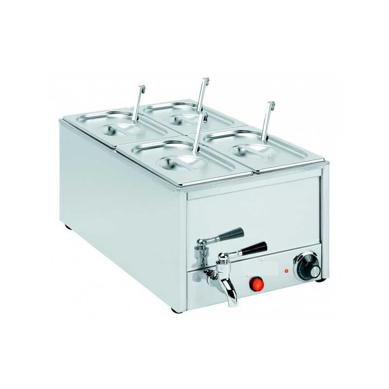 Bain-marie professionnel électrique avec robinet de vidange