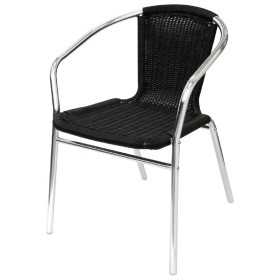 Fauteuils empilables en aluminium et rotin noir Pour Bars Restaurants Hôtels