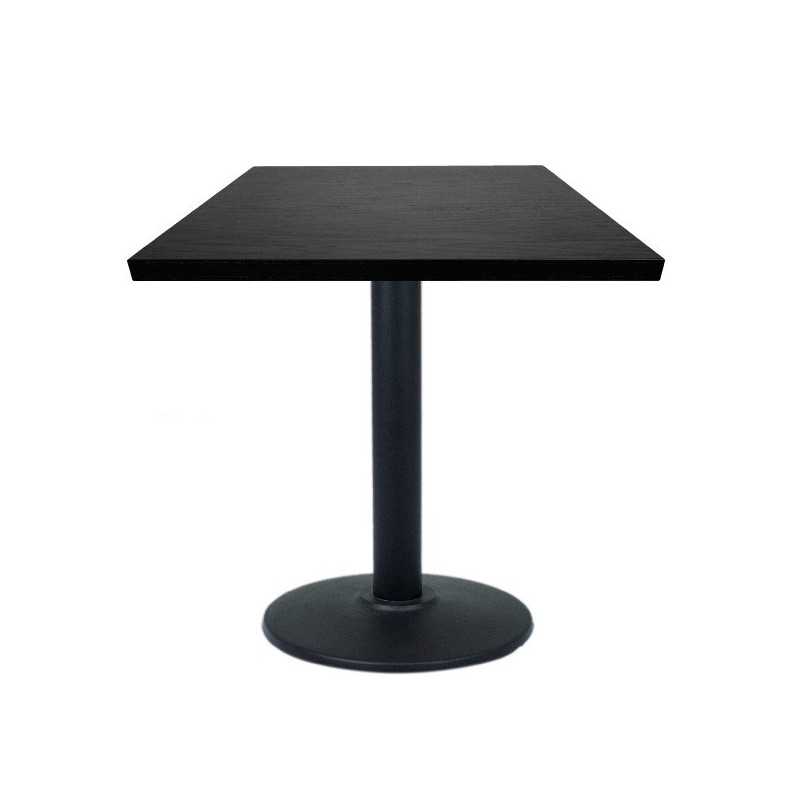 Table de restaurant Marron Ø 60 avec base ronde en fonte avec plateau carré