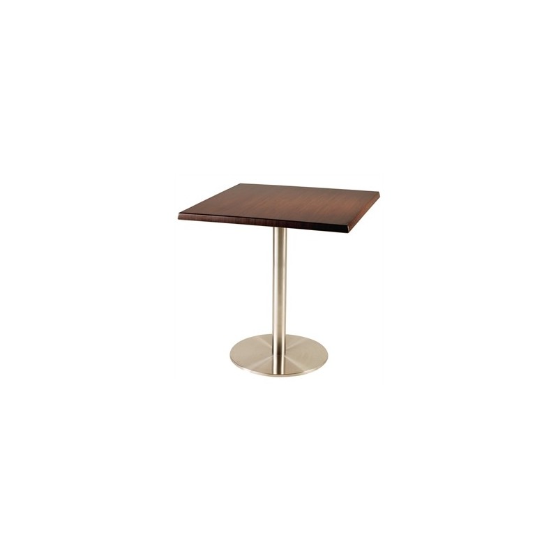 Table de restaurant avec base ronde en acier inoxydable