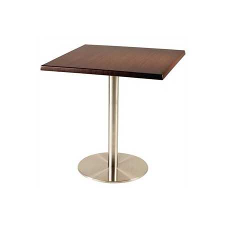 Table de restaurant avec base ronde en acier inoxydable