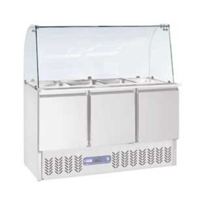 Saladette inox réfrigérée vitrée 3 portes