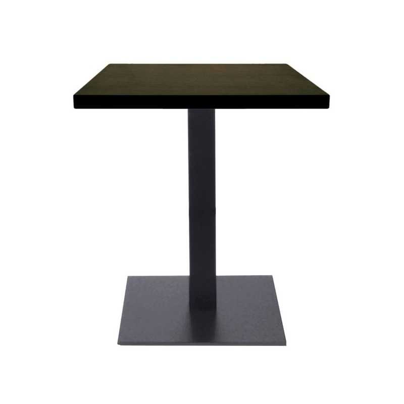 Table de restaurant Noir Ø 60 base carrée ultra plat en acier