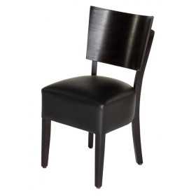 Chaise bistrot bois assise noir simili