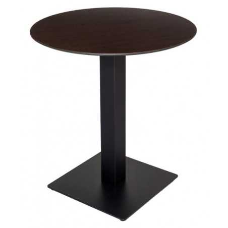 Table de restaurant - base ronde ultra plat en inox brossé avec plateau carré au choix