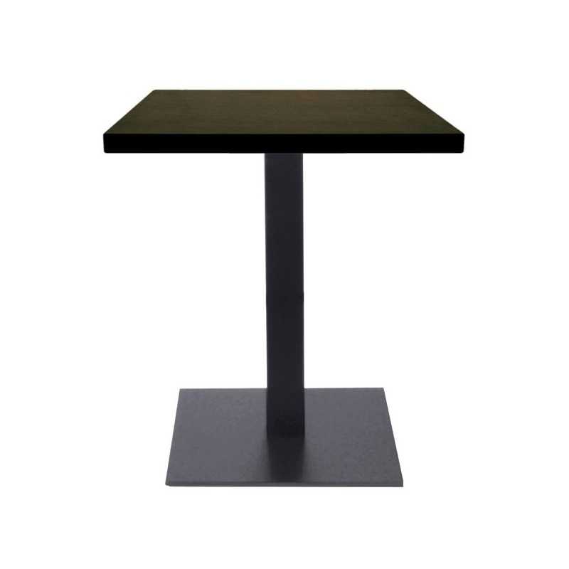 Table de restaurant Ø60 Marron - base carré ultra plat en acier avec plateau carré