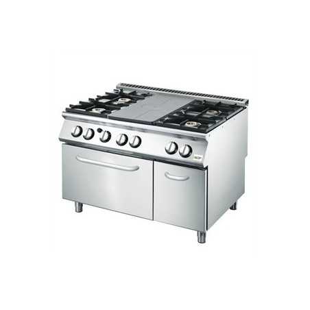 Piano de cuisson professionnel 4 feux gaz + four GN 2/1 GAZ